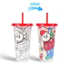2026 Nova Caneca de Natal que Muda de Cor PP Café Plástico Camada Única Sensível à Temperatura Canudo que Muda de Cor Fabricante de Caneca que Muda de Cor