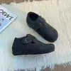 Zapatos unisex de estilo Birkenstock, totalmente cerrados, que aumentan la altura, colección nueva 2026, elegantes y modernos, diseño retro invernal con forro de felpa, fáciles de poner, cálidos zapatos de algodón con forro de lana