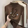 Blusa infantil de manga longa com forro de fleece, nova coleção outono/inverno 2026, base versátil de algodão escovado, camiseta estilosa para crianças maiores