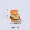 Hambúrguer de Ovo Simulado Brinquedo de Comida 3D Acessórios de Artesanato DIY Cola de Creme Resina Peças Pequenas Materiais para Grampos de Cabelo