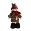 Muñeco de muñeco de nieve y reno navideño con patas retráctiles, gorro tejido, adorno para escaparate, decoración marrón transfronteriza