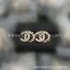 Novos Brincos Duplos C com Laço Xiaoxiangjia, Brincos Longos com Gota de Diamante Estilo Antigo Versão Alta, Brincos com Argola de Coração
