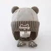 Gorro con orejas de pata de gato para bebé, gorro de punto cálido para otoño e invierno, diseño lindo de oso, unisex, gorro de lana a prueba de viento para bebés y niños pequeños