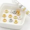 Anel de Ouro Real 18K com Zircônia Diamantada Separado por Contas Roda de Ouro Contas Quadradas Escada Coração Contas Soltas Acessórios para Miçangas DIY C45