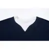 MAGMANS Sudadera de Estilo Japonés Simple Retro de Dos Piezas Falsas con Cuello Redondo para Hombre y Mujer T1269