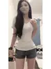 Camiseta de Color Sólido con Hombro Derecho, Cintura Marcada, Cuello en V y Mangas Largas para Mujer Verano 2025, Pura Tentación, Efecto Adelgazante, Sexy, Ajustada, Top de Seda Helada