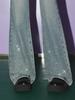 Retro-wear Novo Estilo Americano Retro Micro-boca Calça Jeans Cintura Alta Emagrecedora Lavagem à Água Azul Bolso Calça com Strass Quente para Mulheres