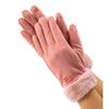 Veludo Engrossado Outono e Inverno, Luvas de Ciclismo Externas Femininas Quentes e Fofas, Luvas de Pelo à Prova de Vento e Frio para Ciclismo com Tela Sensível ao Toque