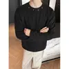 Camiseta para Hombre de Color Sólido con Parches y Remaches, Cuello Redondo, Manga Larga, Moderna, Nueva, Sencilla, Casual, Holgada, Versátil, para el Trabajo