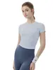 Camiseta de Yoga Ligera de Manga Corta para Mujer, Sensación de Segunda Piel, Corte Ajustado, Camiseta Regular de Hombro, Color Sólido, Top Deportivo Simple para Pilates y Fitness