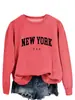 Moletom Versátil Amazon Casual com Gola Redonda novo york eua Confortável Plus Size Manga Longa Feminino Top Fino Europeu e Americano