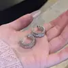 Pendientes de Aro Pequeños Completamente Diamantados en Plata para Mujer, Pendientes Únicos y Hermosos para Rostros Cuadrados y Redondos, Pendientes de Alta Gama y Lujo Ligero
