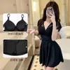 Traje de baño de una pieza para mujer estilo japonés, dulce y sexy, con encaje, shorts tipo bóxer y tirantes, venta al por mayor de trajes de baño estilo coreano, elástico y ajustado