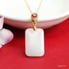 Colgante de Jade Hetian Natural Guan Yu Jade Blanco Colgante Cuadrado Collar Venta al por Mayor de Fábrica Dropshipping S2072117