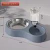 Tigela para Gato e Tigela para Cachorro Dupla Finalidade Aço Inoxidável Tigela para Pet Água e Comida Tudo-em-Um Utensílio de Alimentação Reabastecimento Automático de Água Antiderrapante Alimentador Duplo