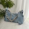 Ins Bolso Pequeño Portátil de Mezclilla con Textura de Moda para Mujer 2023 Nuevo Simple Casual Bolso Heymoon Bolso de Cadena para Debajo del Brazo