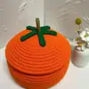 Cesta de Abóbora Trançada de Halloween com Tampa à Prova de Poeira Cesta de Armazenamento para Desktop Cosméticos Miudezas Cesta de Armazenamento para Lanches