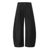 Calça Wide Leg Estilo Americano para Homens, Marca Trendy Vibe, Calça Versátil de Cor Sólida com Design de Cordão Plissado, Calça Longa Oversized