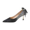 6682-9 Lazo Francés Gradiente Lentejuelas de Cristal de Alta Gama Celebridad Banquete Novia Dama de Honor Boda Zapatos de Tacón Alto
