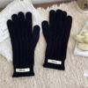 Luvas de malha para mulheres inverno 2024 nova cor pura sem dedos tela sensível ao toque quente ciclismo ao ar livre luvas de lã para estudantes
