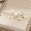 Pendientes Elegantes de Moda 2023 para Mujer Aguja de Plata S925 Diseño de Nicho Pendientes de Conejo para Estudiantes Pendientes Dulces
