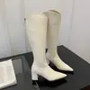 Botas altas de tacón alto con punta estilo francés para mujer, nuevo modelo otoño e invierno 2026, botas de montar de tacón grueso para mujeres menudas