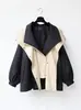 Moda Femenina Otoño 2026 Nuevo Amazon Transfronterizo Corte Holgado Con Capucha Cremallera Patchwork Gabardina