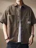 Camisa de trabajo de algodón puro resistente estilo retro americano para hombre, nuevo estilo de verano, camisa chaqueta casual de manga corta holgada, moderna