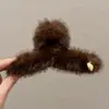 Elegante pinza grande para el pelo para mujer, nuevo pinza de tiburón de felpa 2026, pinza para el pelo de la parte trasera de la cabeza, accesorio para peinar el pelo