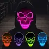 Máscara de Crânio Branca de PVC Máscara Luminosa de Halloween Luz Fria El Festa Festival Efeitos Especiais Luminosos