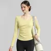 Ropa de Yoga al por Mayor Primavera Otoño Asimétrico Hombro Descubierto Estilo Nuevo Deportivo Manga Larga Falso Dos Piezas Adelgazante Fitness Top Dropshipping