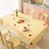 Toalha de Mesa Desenho Animado, Sem Lavagem, Impermeável, À Prova de Óleo, Resistente ao Calor, Estilo Dopamina Creme, Toalha de Mesa Retangular, Protetor de Mesa, Chá