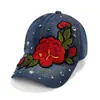 Gorra de Béisbol de Mezclilla de Nuevo Estilo Transfronteriza para Mujer con Flor de Peonía Bordada Tridimensional Estilo Marinero Danza Étnica Sombrilla y Sombrero de Protección Solar