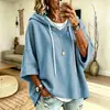 2026 Amazon Estación Independiente Transfronterizo Otoño/Invierno Nuevo Sudadera con Capucha Casual de Manga Tres Cuartos Color Sólido para Mujer