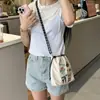 Estilo Ins Linda y Versátil Bolso Cruzado para Niña Moda Tendencia Nylon Pequeño Flor Móvil Bolso de Mano Gran Capacidad