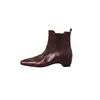Botines de piel de oveja de primera capa con tacón oculto para mujer, botines sencillos, otoño e invierno, nuevos, de tacón medio, sin cordones, punta cuadrada, botines Chelsea pulidos, botines para mujer
