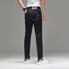 Jeans preto de alta qualidade italiano em Lyocell, não desbota, para homens, novo estilo outono e inverno, skinny slim-fit, stretch, forrado com fleece, moderno