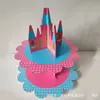 Suporte para Bolo Peritoneal Impresso Frente e Verso Série Desenho Animado Suporte para Bolo de Três Andares com Qualidade Estável e Não Deforma Facilmente