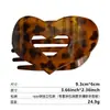 Pinza para el Cabello de Pato con Estampado de Leopardo Retro Corazón Clip Plano de Alta Gama para Mujer Parte Posterior de la Cabeza Placa Grande Abalone Pinza para el Cabello