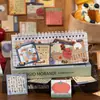 Cuaderno Pequeño Estilo Vintage Notas Adhesivas Serie Mercado de Snacks Mini Portátil Diario Base Papel para Mensajes y Notas