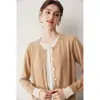 Cardigan de Caxemira Falso Duas Peças Luxo Leve Feminino Outono/Inverno Novo Estilo 2026 Jaqueta de Tricô Suéter Emagrecedor Top Casual