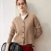 Cárdigan de Punto Jacquard Trenzado Retro de Cachemira para Mujer con Cuello Chal Prenda Exterior Holgada Otoño Invierno Cárdigan de Punto de Cachemira