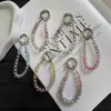 Anillo para dedo con incrustaciones de diamantes de cristal estilo Ins, cordón para teléfono, llavero corto creativo, colgante para bolso