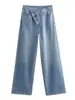 Jeans Asimétrico Lavado Reto de Perna Larga Casual Moda Y2K Russo Aliexpress para Mulheres