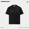Camiseta de Manga Corta para Hombre ZOEWATSON de Algodón Líquido Pesado 270g Verano Borla Bordado de Letras Simple Versátil
