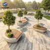 Canteiro de Árvore Elíptico Banco Combinado Parque Comercial Canteiro de Flores Assento Edifício de Escritório Modular UHPC Banco de Paisagismo Personalizado