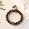 Pulseira de Sândalo Vermelho com Folhas Pequenas de 10mm para Homens e Mulheres, Estilo Casal, com Acessórios de Jade Hetian, Pingente Pixiu Inspirado em Zen, Joias de Estilo Minimalista