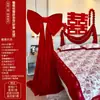 Conjunto de Decoração de Casamento para Parede de Fundo da Cabeceira, Guirlanda de Laço de Veludo Vermelho para o Quarto dos Noivos, Tamanho Grande