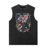 Camisa sem mangas masculina com estampa de Anime Yu-Gi-Oh!, Colete casual de verão, Camiseta fitness feminina lavada retrô