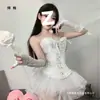 Nuevo Estilo Traje de Baile de Rendimiento Gogo Femenino Sexy Jazz Bailarín Principal Dj Discoteca Conjunto de Top Tubo Blanco y Negro Falda Tutú